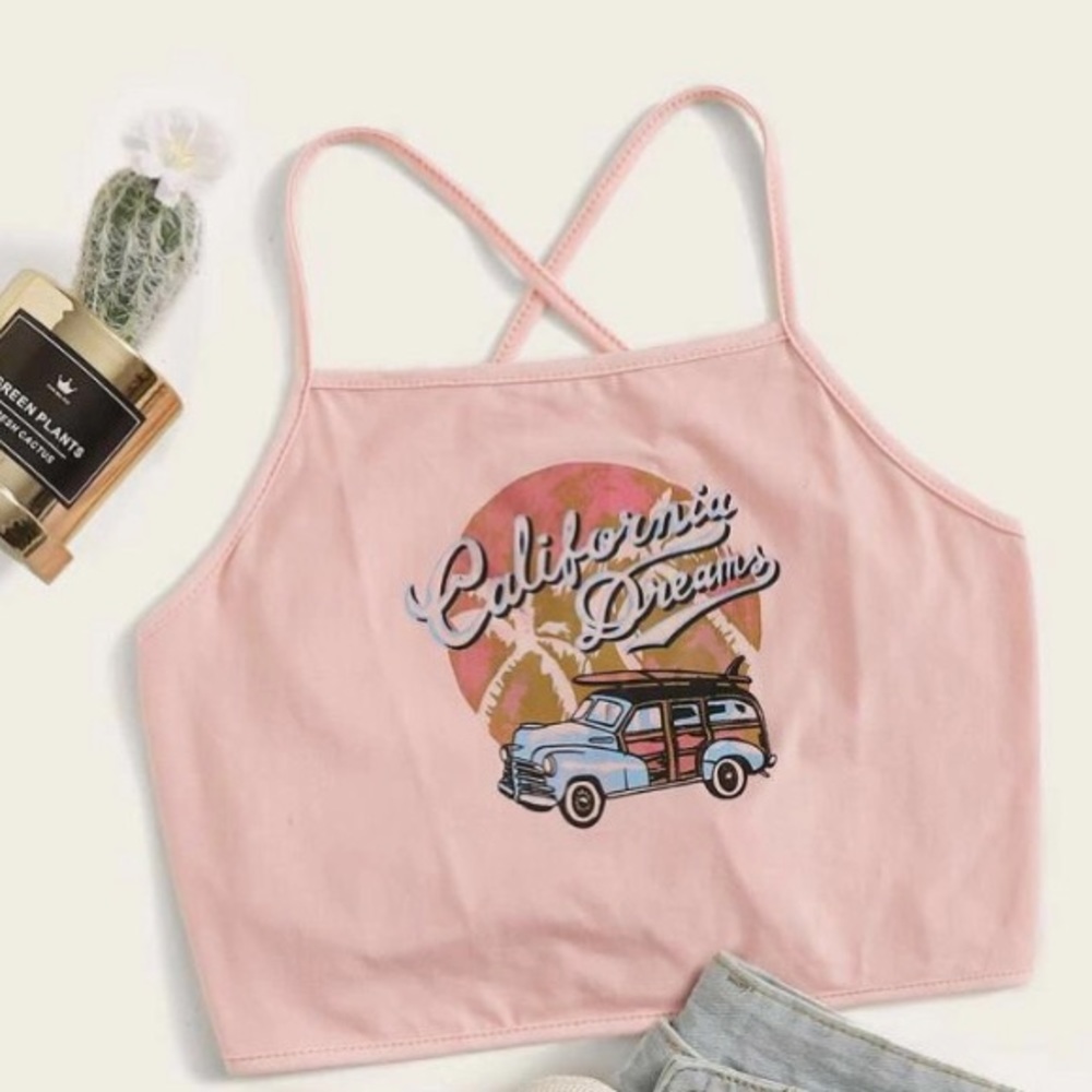 Pink Cropped California Cami
